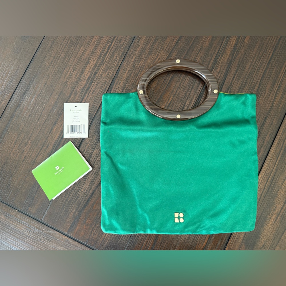 Vintage Kate Spade Green Satin Fabric with Zipper